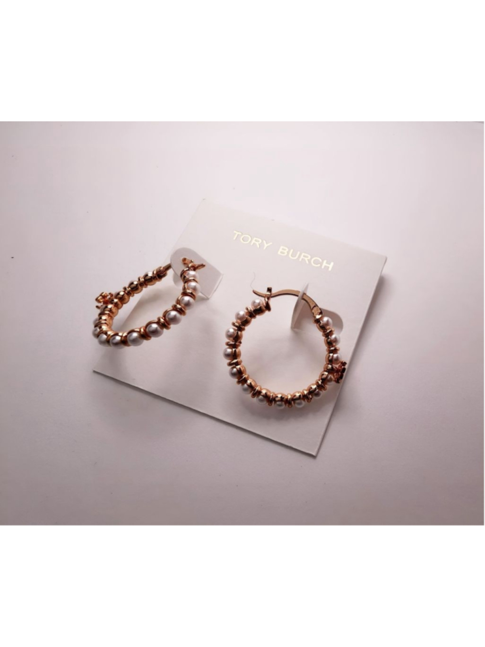 💕 Tory Burch Kira Pearls T logo hoop earrings
